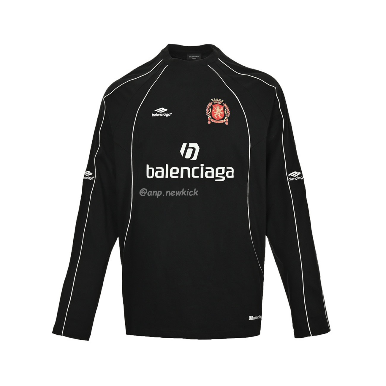 Balenciaga Black Soccer Long Sleeve Jersey T Shirt (1) - newkick.org